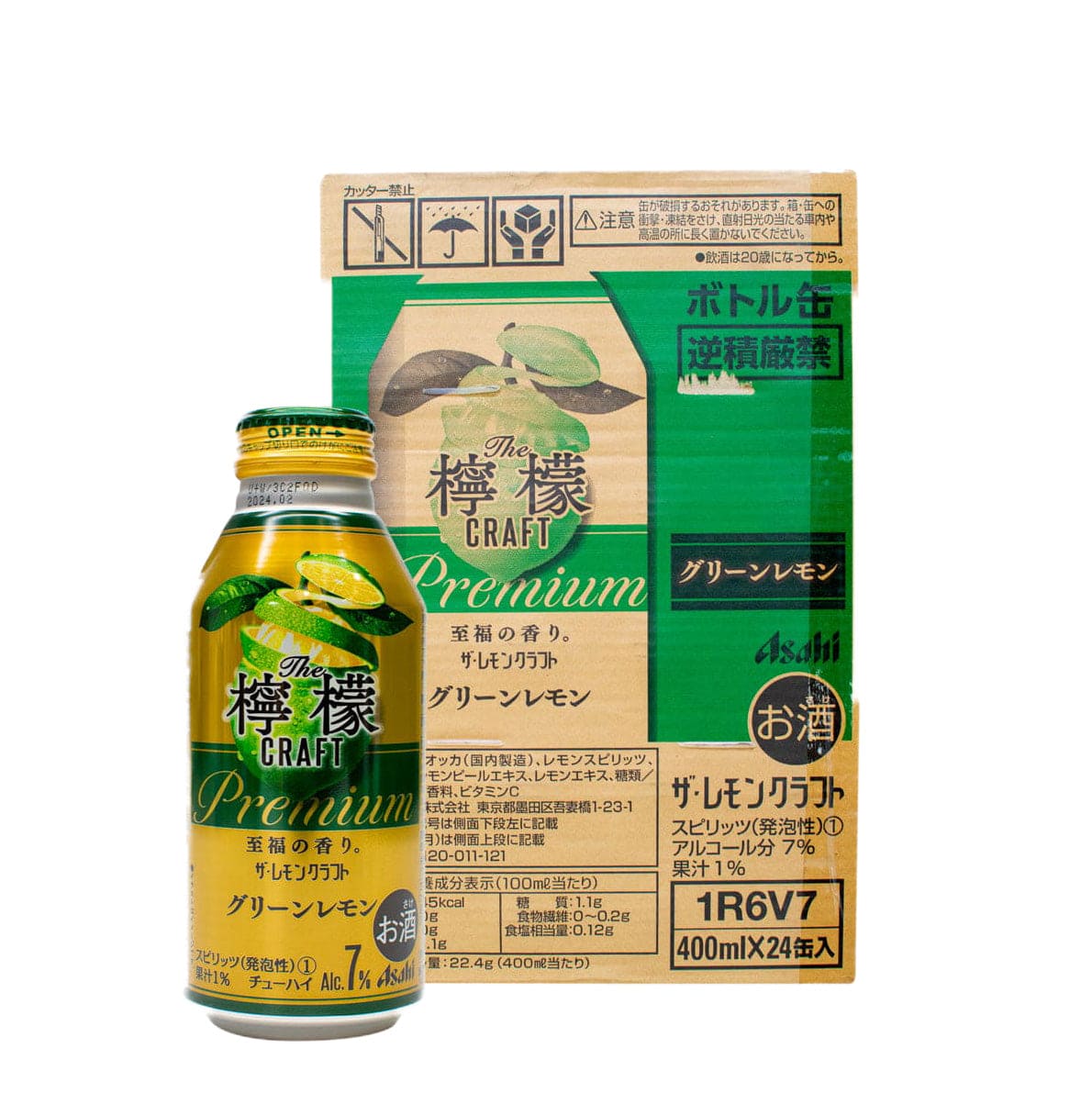 x24 ASAHI 7% The Green LEMON Craft Chuhai 400ml - Sake Online