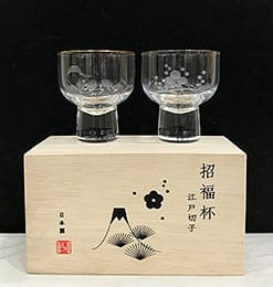 Edo Kiriko Shofuku Hai Glass Cups for Sake 2p | PICK UP ONLY