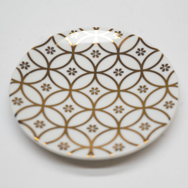 Edo Komon Minoyaki Small Plate 5p Gift Set (White)